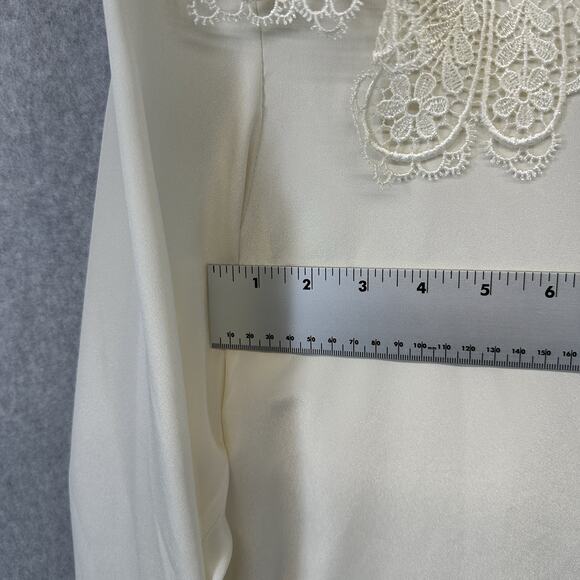 San Andre 1993 Womens Vintage Blouse Size 6 Lace Neck White Long Sleeve - Picture 2 of 16